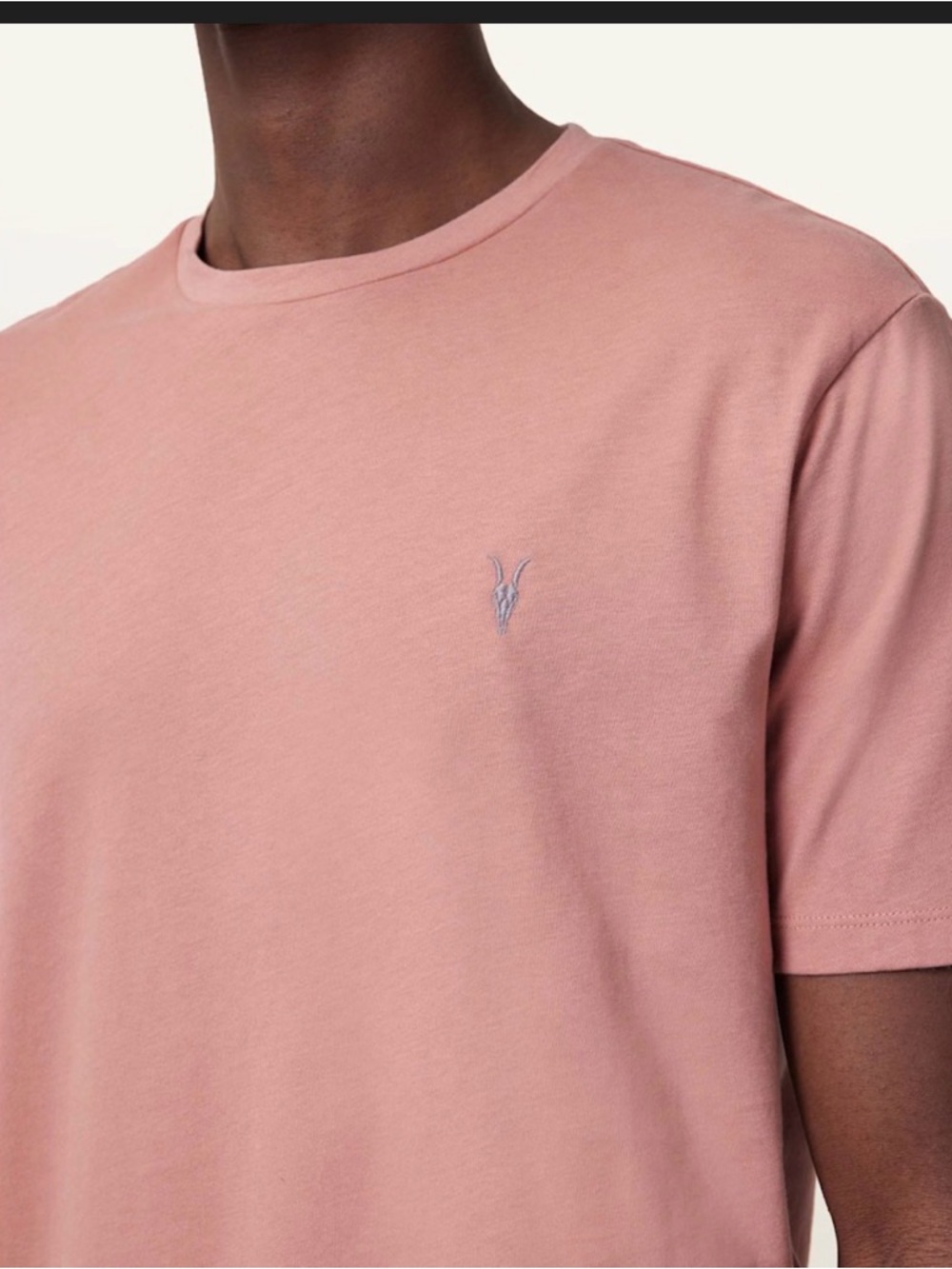 All Saints Men's Dusty Pink Short Sleeve Crewneck Tee